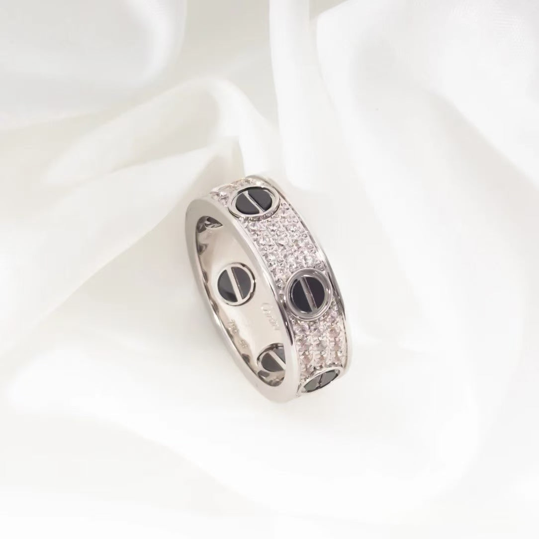 [Lucky Star]LOVE RING 5.5MM DIAMONDS PAVED CERAMIC