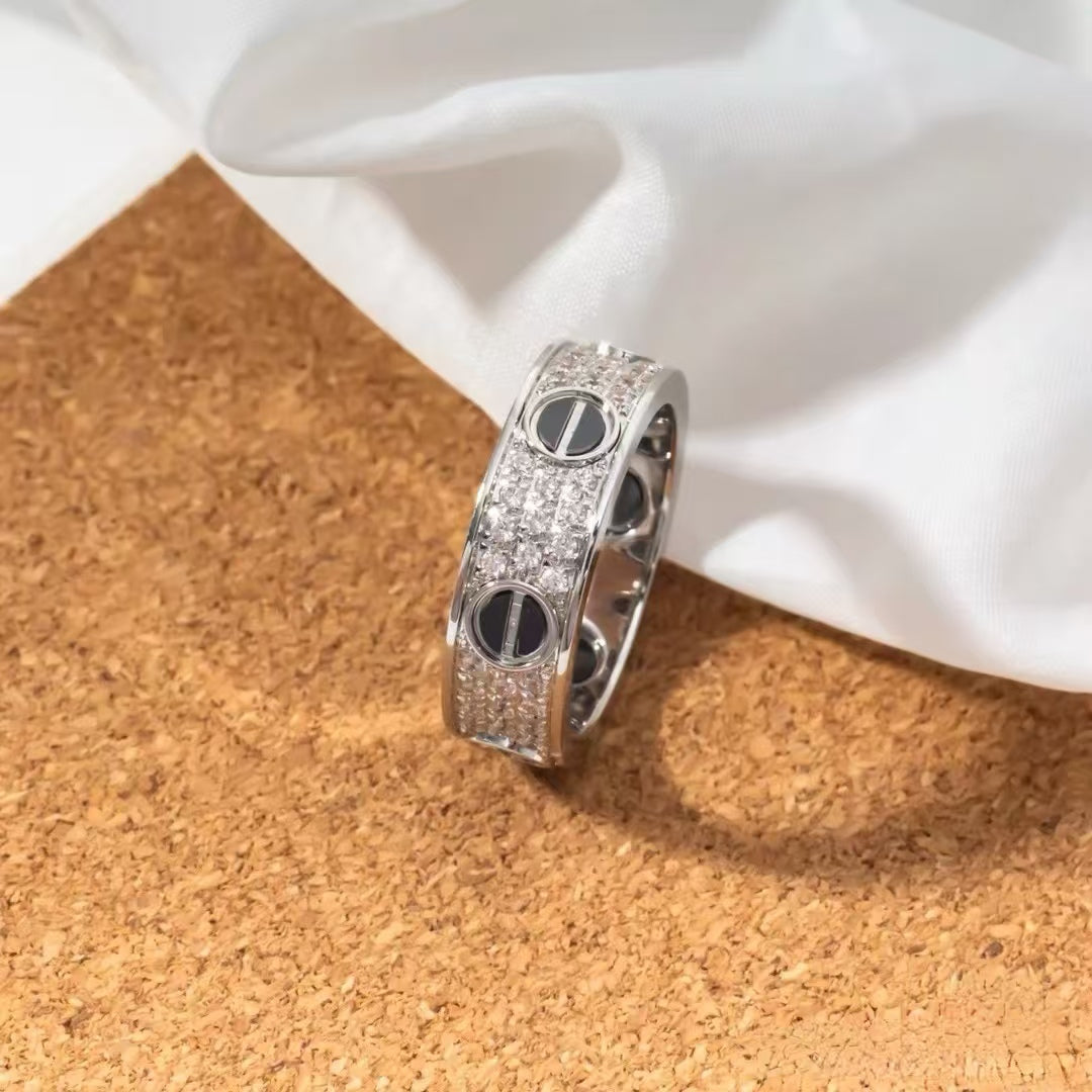[Lucky Star]LOVE RING 5.5MM DIAMONDS PAVED CERAMIC