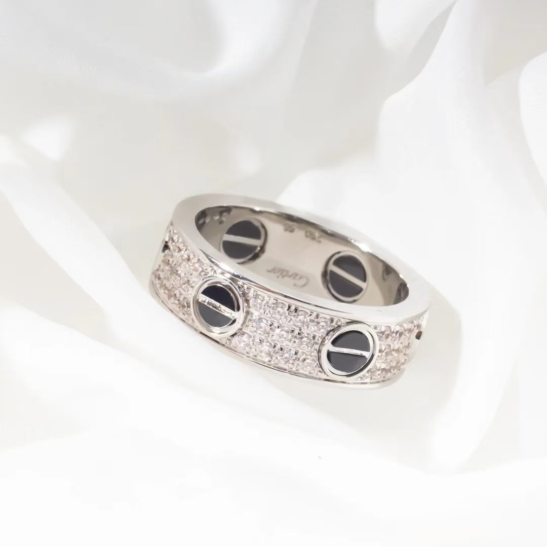 [Lucky Star]LOVE RING 5.5MM DIAMONDS PAVED CERAMIC