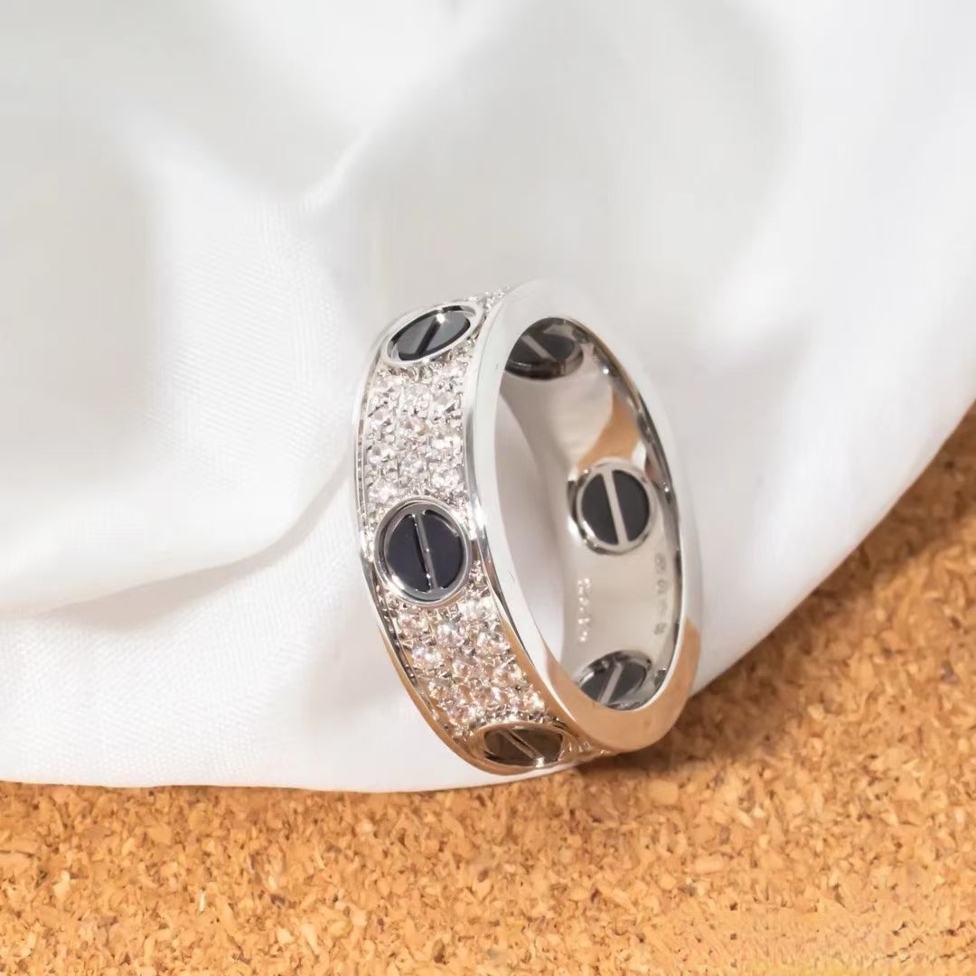 [Lucky Star]LOVE RING 5.5MM DIAMONDS PAVED CERAMIC