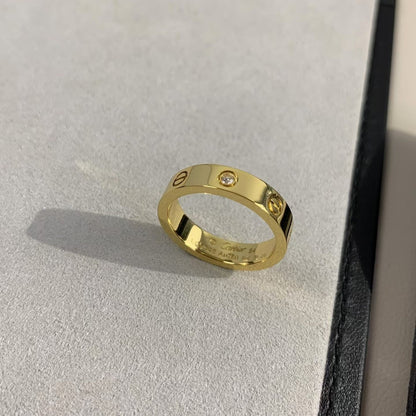 [Lucky Star]LOVE RING 4MM 1 DIAMOND GOLD