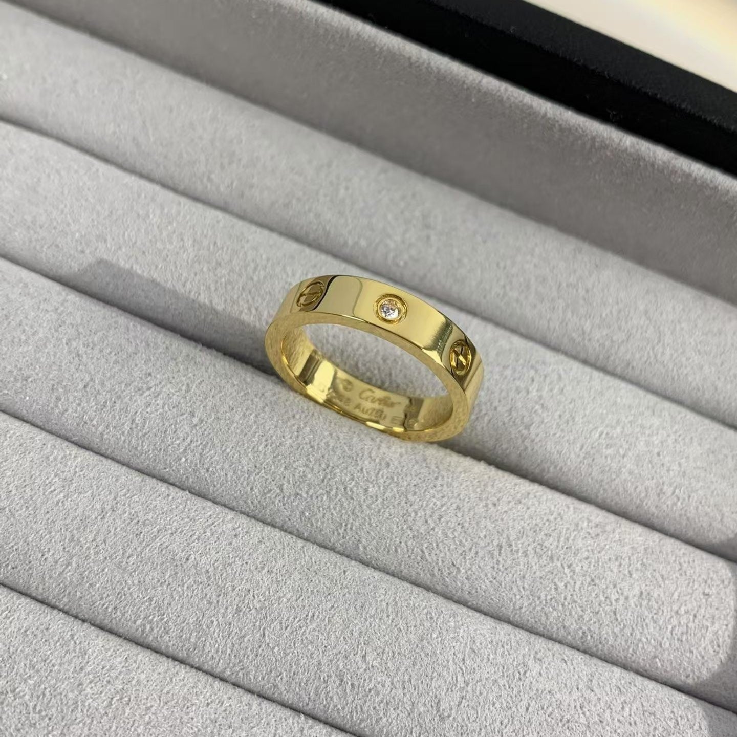 [Lucky Star]LOVE RING 4MM 1 DIAMOND GOLD