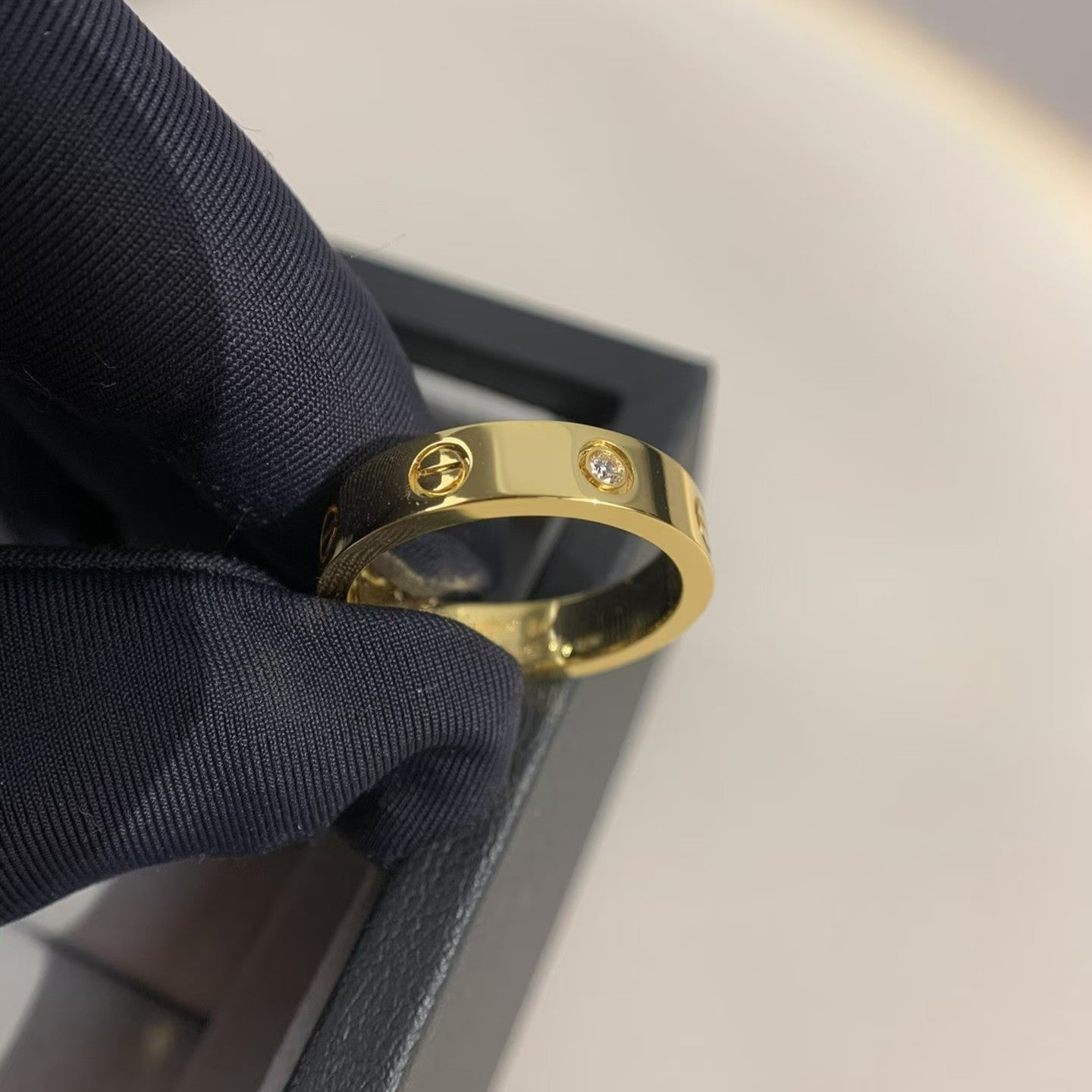 [Lucky Star]LOVE RING 4MM 1 DIAMOND GOLD