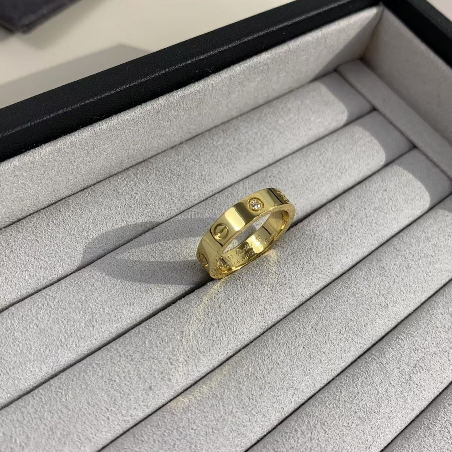 [Lucky Star]LOVE RING 4MM 1 DIAMOND GOLD