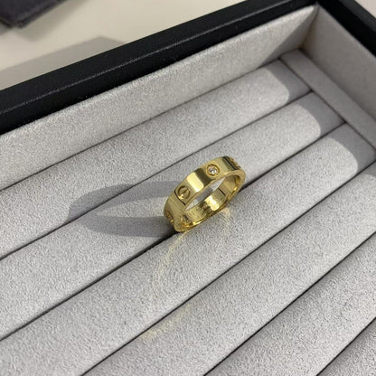 [Lucky Star]LOVE RING 4MM 1 DIAMOND GOLD