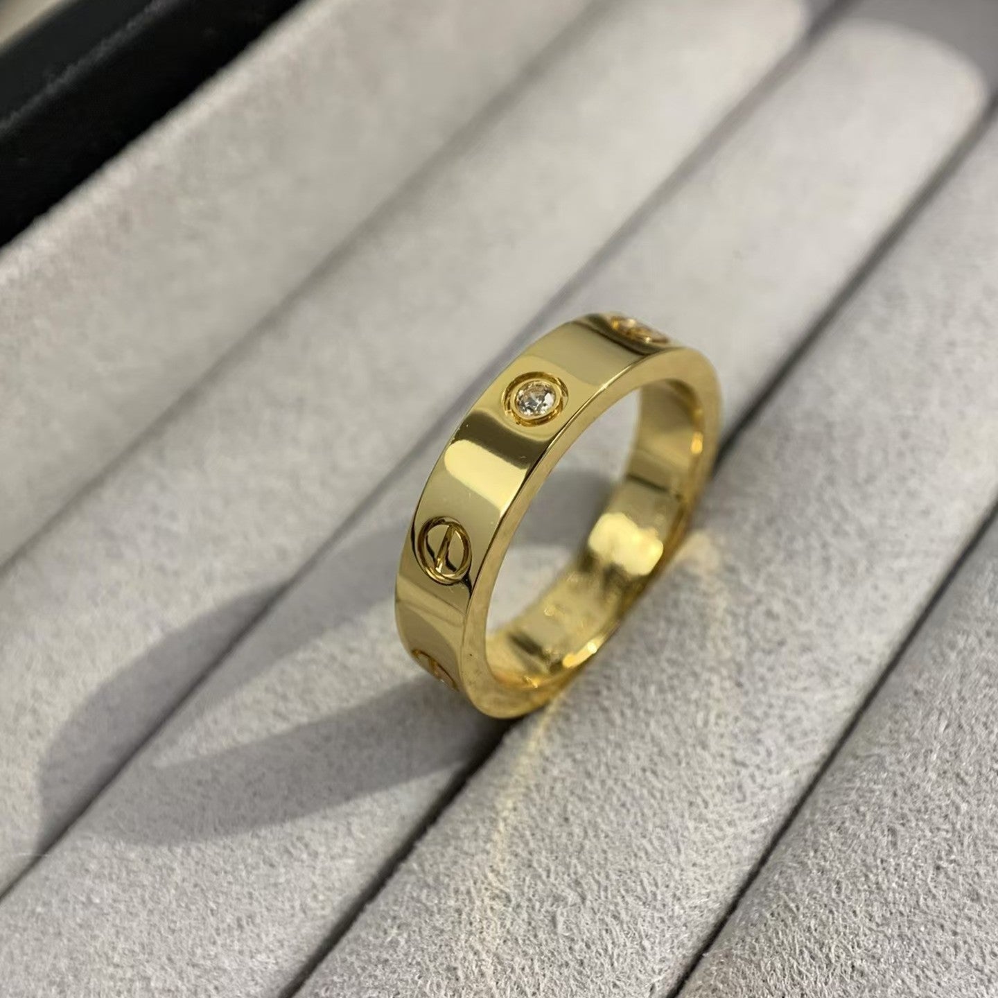 [Lucky Star]LOVE RING 4MM 1 DIAMOND GOLD