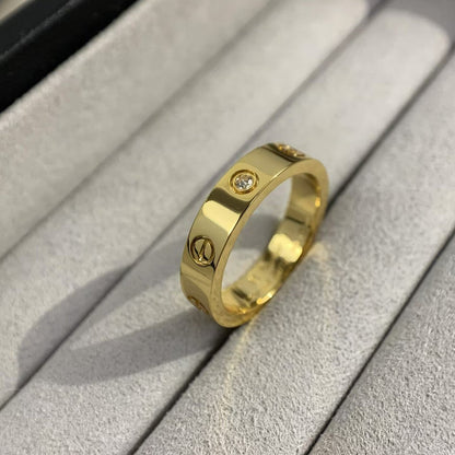 [Lucky Star]LOVE RING 4MM 1 DIAMOND GOLD