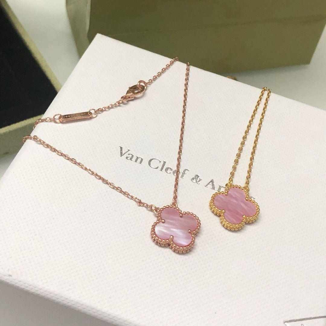 [Lucky Star]CLOVER 15MM PINK MOTHER-OF-PEARL NECKLACE