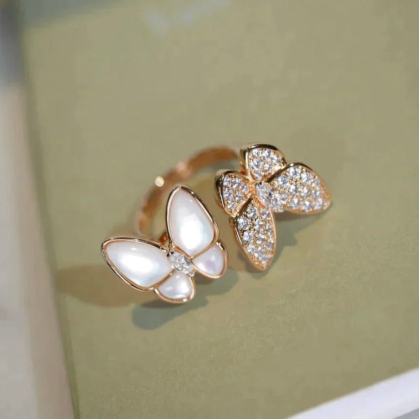 [Lucky Star]TWIN BUTTERFLY DIAMOND MOP RING