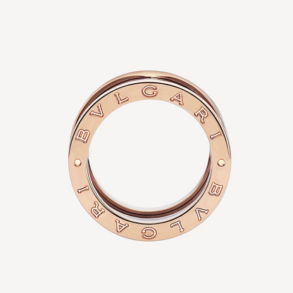 [Lucky Star]ZERO 1 FOUR-BAND LOOPS AND BLACK CERAMIC SPIRAL PINK GOLD RING