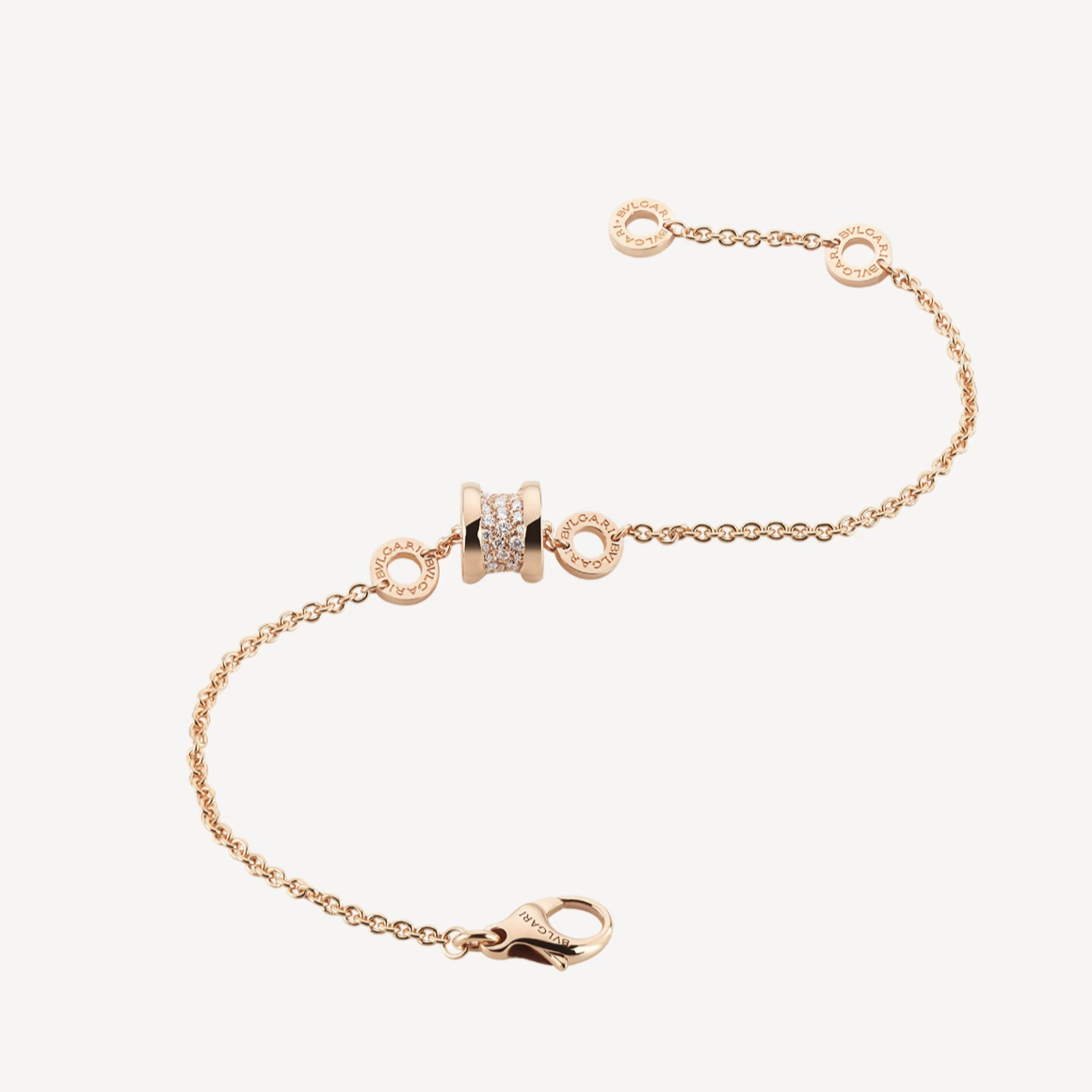 [Lucky Star]ZERO 1 SOFT PINK GOLD WITH PAVED DIAMONDS ON THE SPIRAL BRACELET