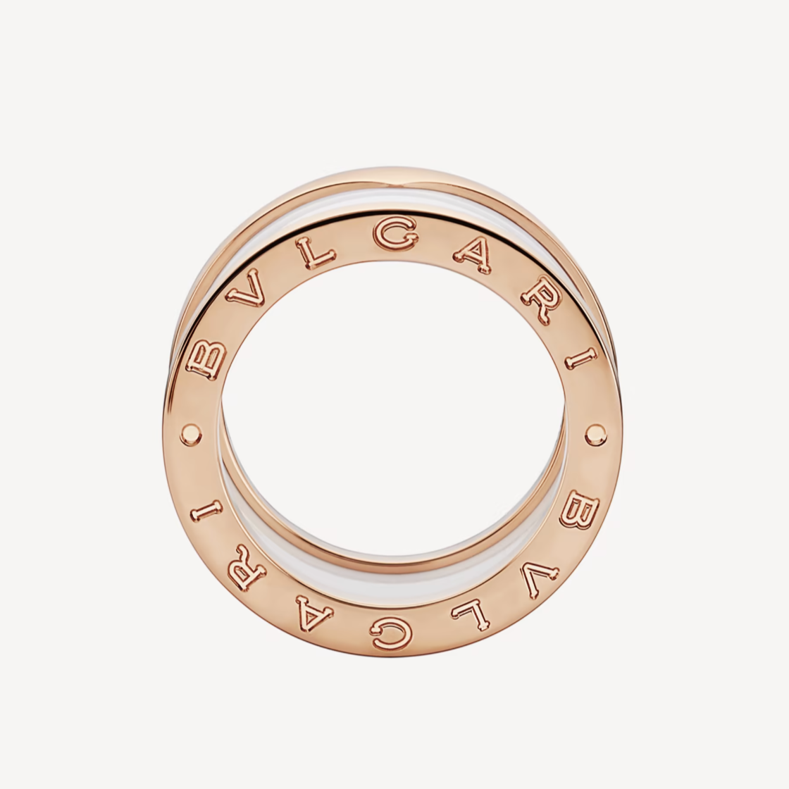[Lucky Star]ZERO 1 FOUR-BAND LOOPS AND WHITE CERAMIC SPIRAL PINK GOLD RING
