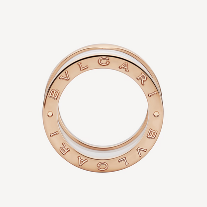 [Lucky Star]ZERO 1 FOUR-BAND LOOPS AND WHITE CERAMIC SPIRAL PINK GOLD RING