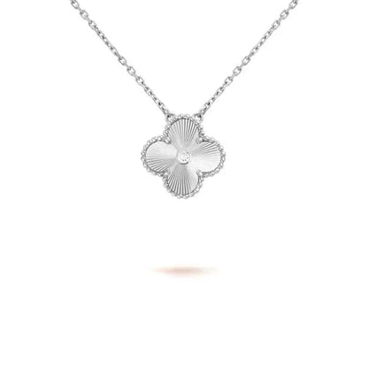 [Lucky Star]CLOVER  15MM DIAMOND LASER NECKLACE SILVER