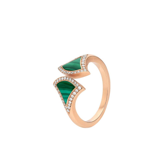 [Lucky Star]DREAM MALACHITE DIAMOND OPEN RING