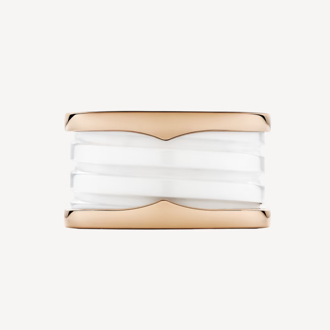 [Lucky Star]ZERO 1 FOUR-BAND LOOPS AND WHITE CERAMIC SPIRAL PINK GOLD RING