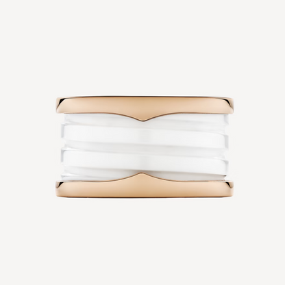 [Lucky Star]ZERO 1 FOUR-BAND LOOPS AND WHITE CERAMIC SPIRAL PINK GOLD RING
