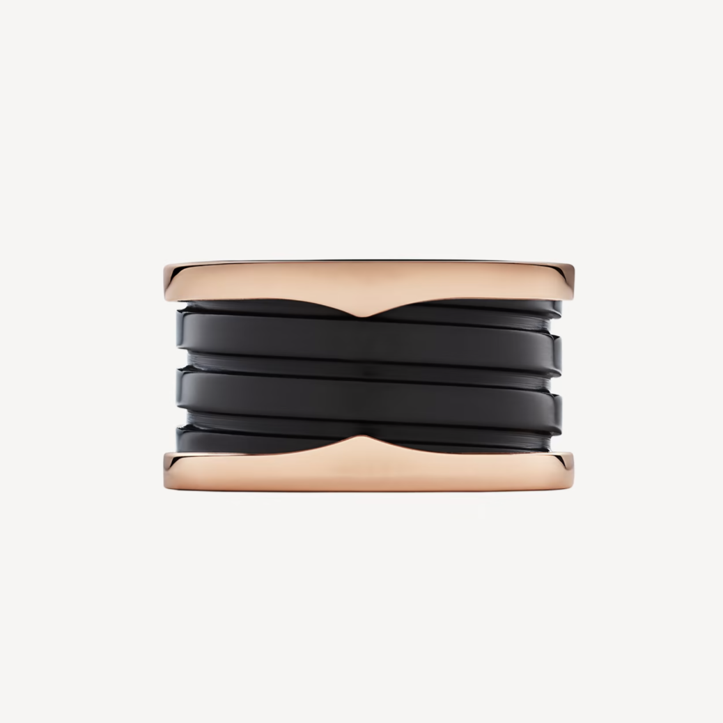 [Lucky Star]ZERO 1 FOUR-BAND LOOPS AND BLACK CERAMIC SPIRAL PINK GOLD RING