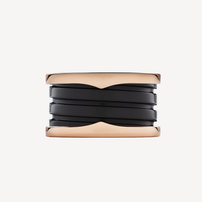 [Lucky Star]ZERO 1 FOUR-BAND LOOPS AND BLACK CERAMIC SPIRAL PINK GOLD RING