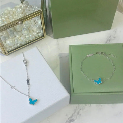 [Lucky Star]BUTTERFLY TURQUOISE BUTTERFLY BRACELET SILVER