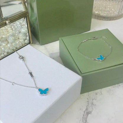 [Lucky Star]BUTTERFLY TURQUOISE BUTTERFLY BRACELET SILVER