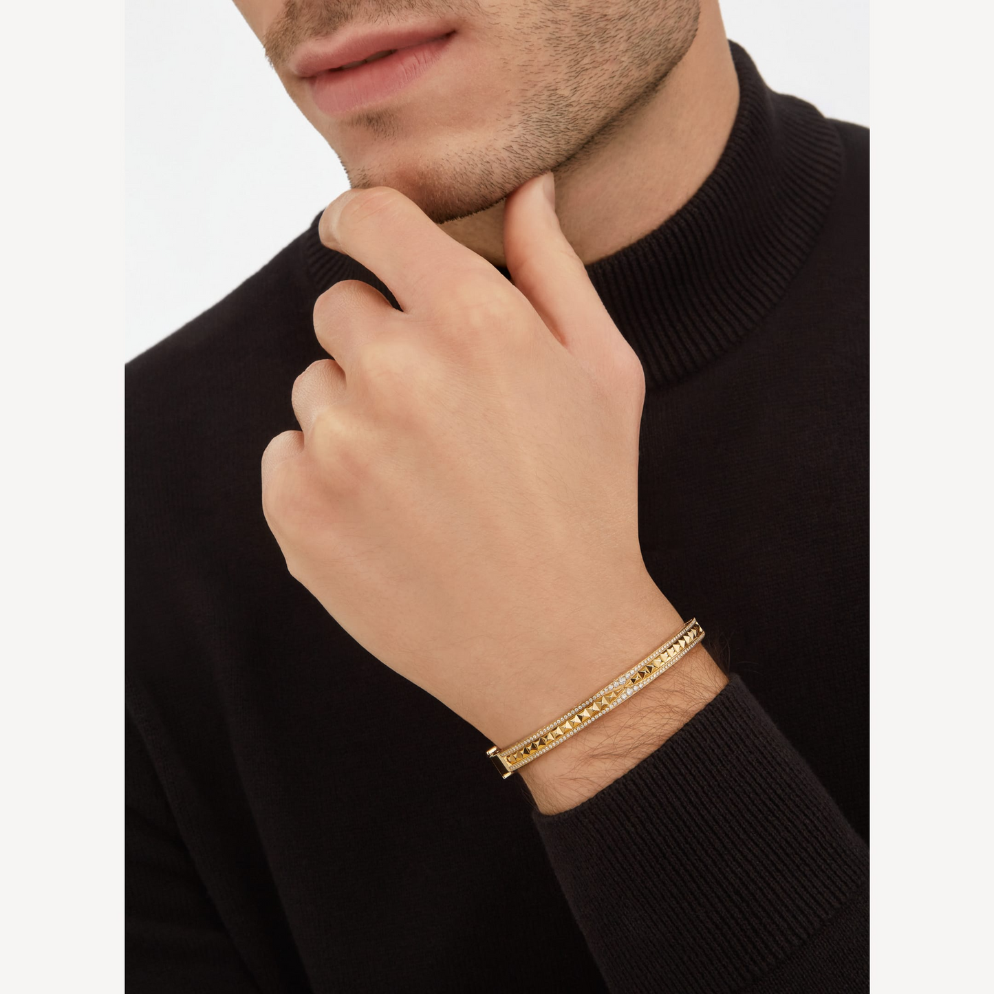 [Lucky Star]ZERO 1 SPIRAL AND PAVED DIAMOND GOLD BRACELET