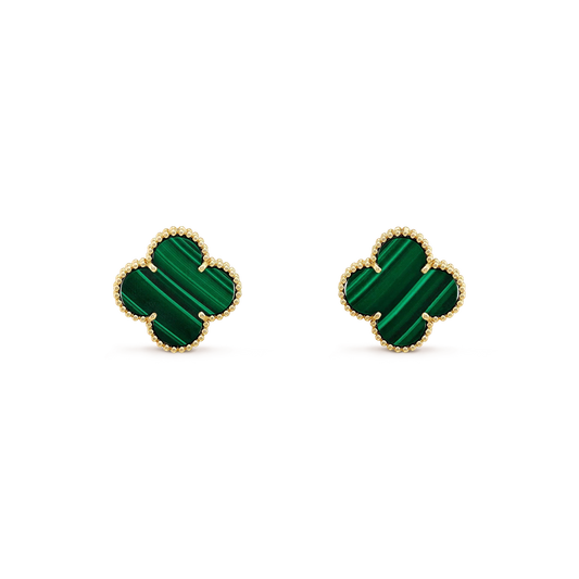 [Lucky Star]CLOVER MINI 9.5MM MALACHITE  EARRINGS
