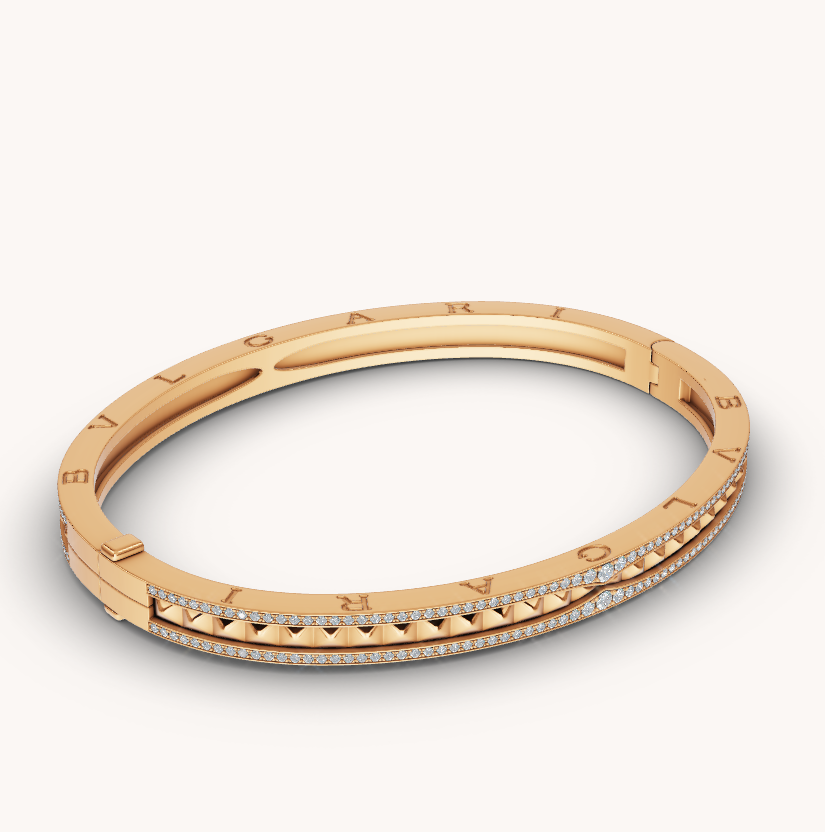 [Lucky Star]ZERO 1 SPIRAL AND PAVED DIAMOND GOLD BRACELET