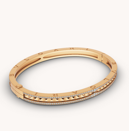 [Lucky Star]ZERO 1 SPIRAL AND PAVED DIAMOND GOLD BRACELET