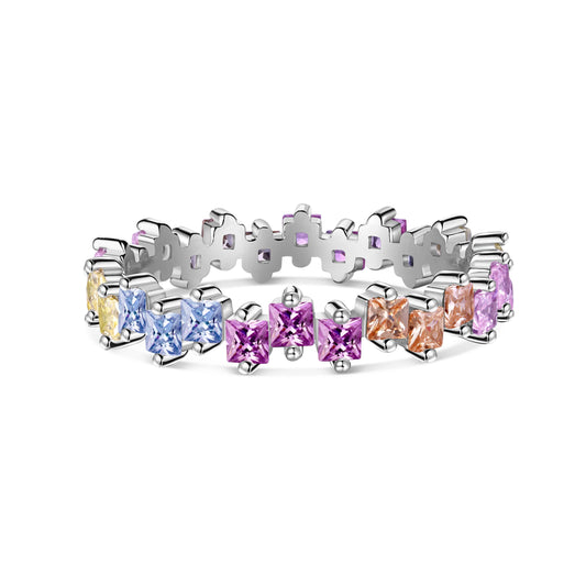 [Lucky Star]Mixed Colorful Square Staggered Rings