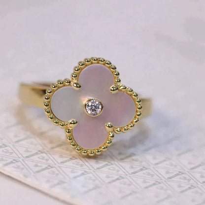 [Lucky Star]CLOVER PINK MOP RING GOLD DIAMOND