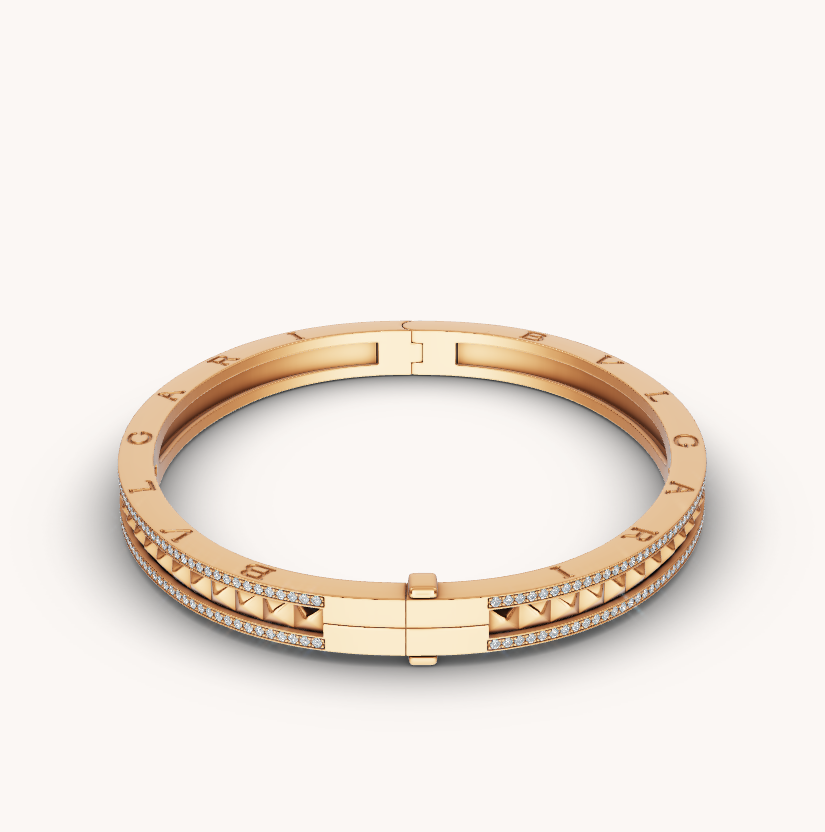 [Lucky Star]ZERO 1 SPIRAL AND PAVED DIAMOND GOLD BRACELET
