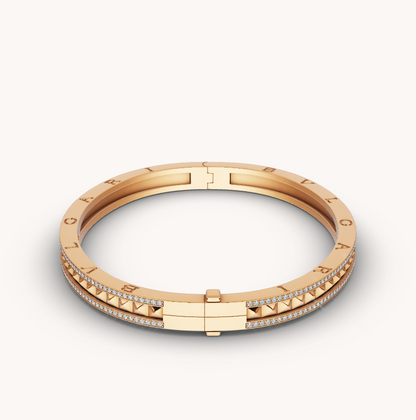 [Lucky Star]ZERO 1 SPIRAL AND PAVED DIAMOND GOLD BRACELET