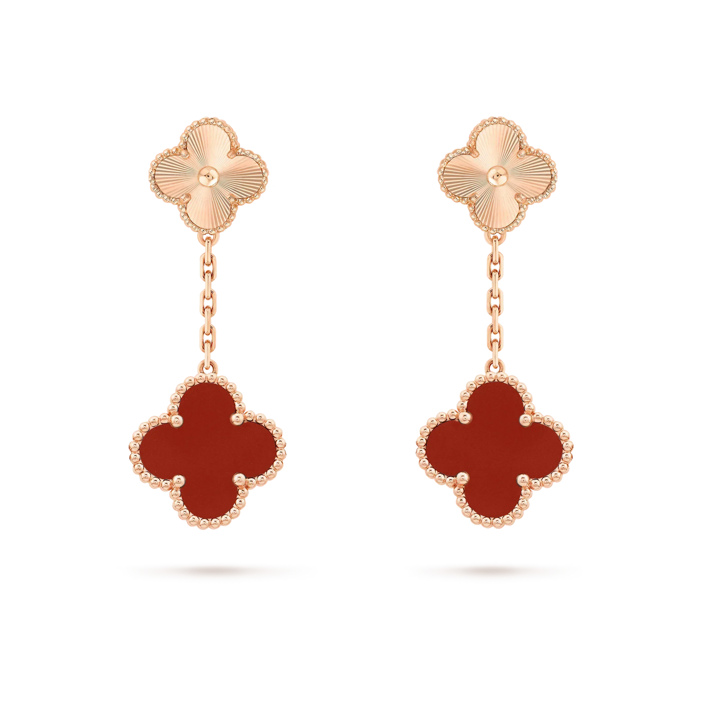[Lucky Star]CLOVER 2 MOTIF  LASER CARNELIAN EARRINGS