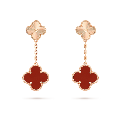 [Lucky Star]CLOVER 2 MOTIF  LASER CARNELIAN EARRINGS