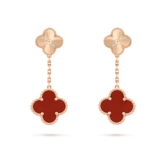 [Lucky Star]CLOVER 2 MOTIF  LASER CARNELIAN EARRINGS
