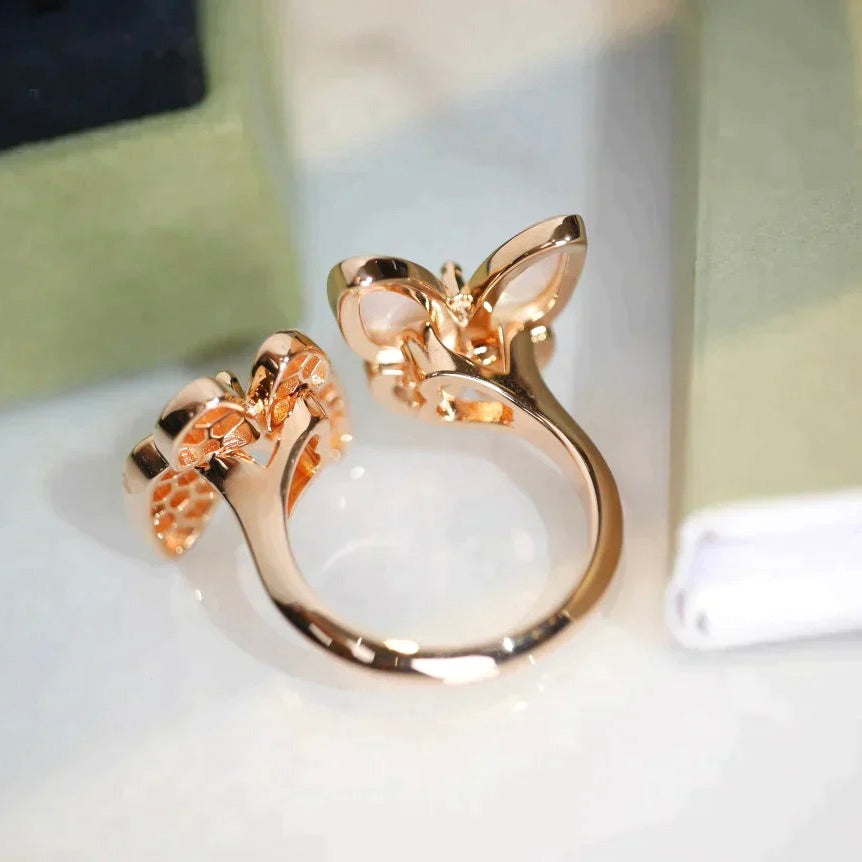[Lucky Star]TWIN BUTTERFLY DIAMOND MOP RING