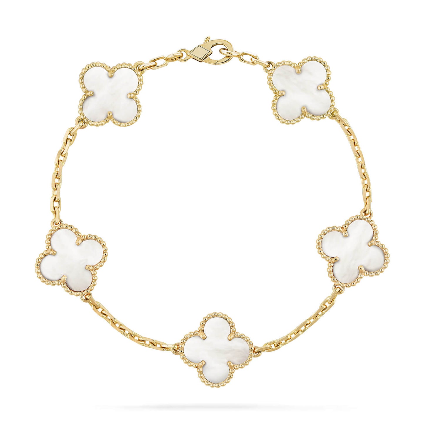 [Lucky Star]CLOVER  5 MOTIF WHITE MOP BRACELET