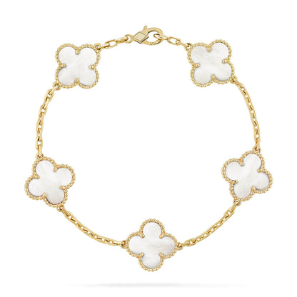 [Lucky Star]CLOVER  5 MOTIF WHITE MOP BRACELET