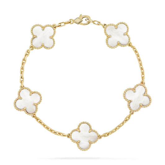 [Lucky Star]CLOVER  5 MOTIF WHITE MOP BRACELET