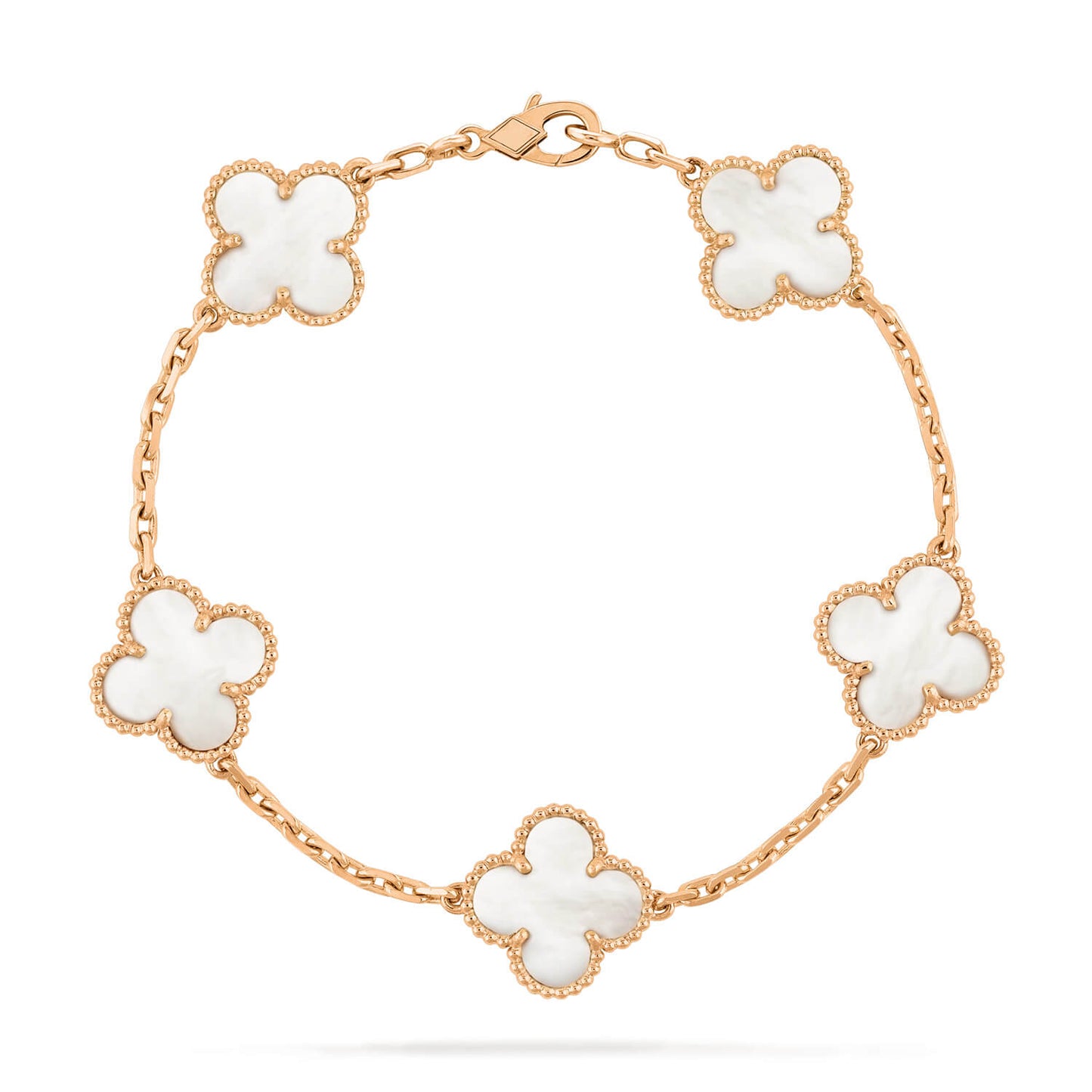 [Lucky Star]CLOVER  5 MOTIF WHITE MOP BRACELET