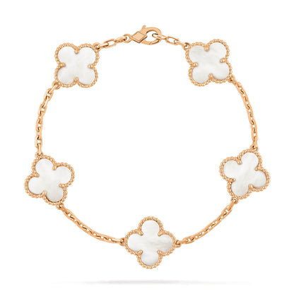 [Lucky Star]CLOVER  5 MOTIF WHITE MOP BRACELET