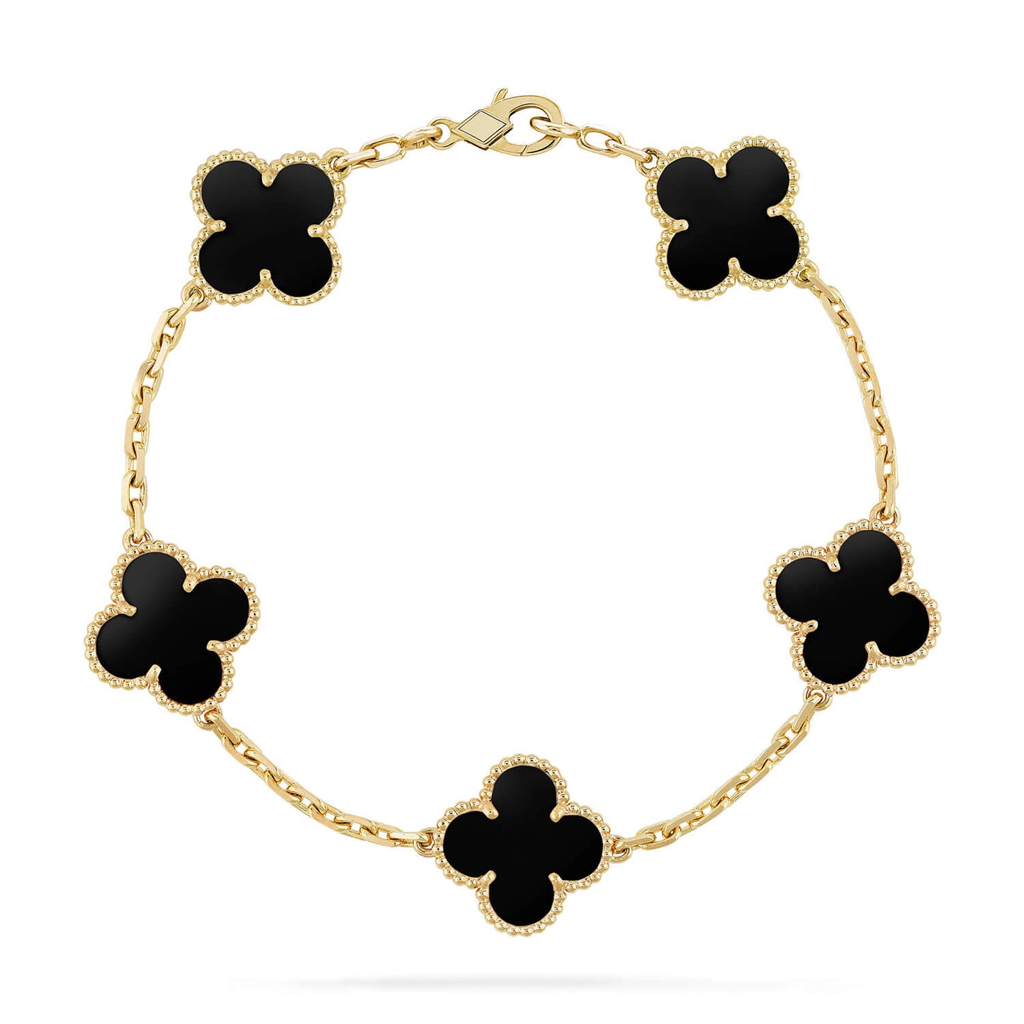 [Lucky Star]CLOVER  5 MOTIFS BLACK ONYX BRACELET