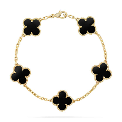 [Lucky Star]CLOVER  5 MOTIFS BLACK ONYX BRACELET