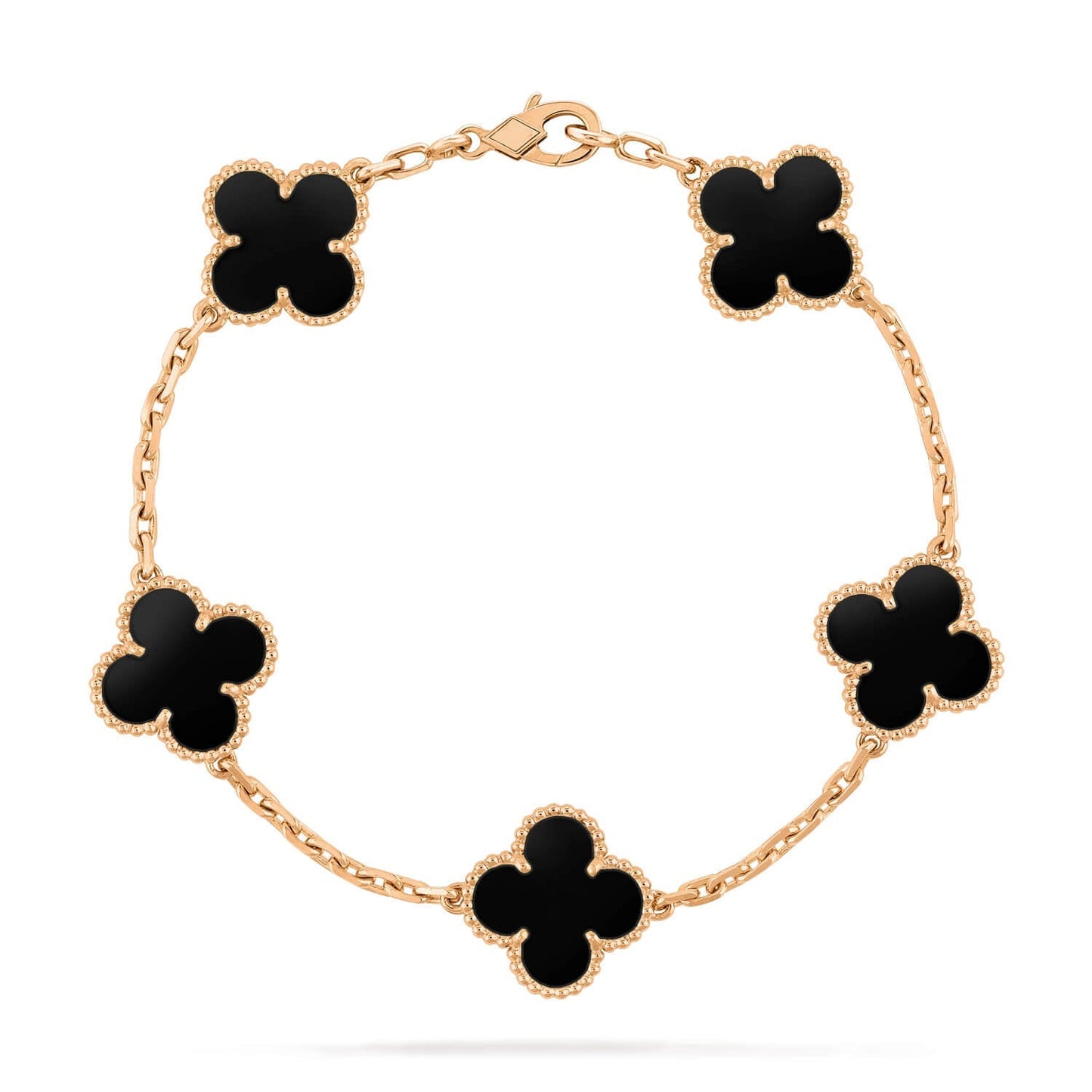 [Lucky Star]CLOVER  5 MOTIFS BLACK ONYX BRACELET