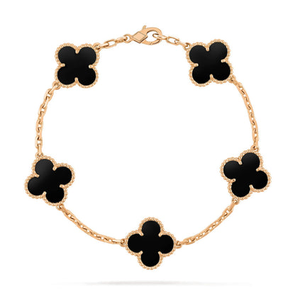 [Lucky Star]CLOVER  5 MOTIFS BLACK ONYX BRACELET