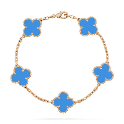 [Lucky Star]CLOVER 5 MOTIFS BLUE AGATE BRACELET