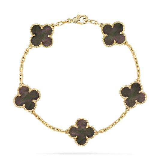 [Lucky Star]CLOVER 5 MOTIF GRAY MOP  BRACELET