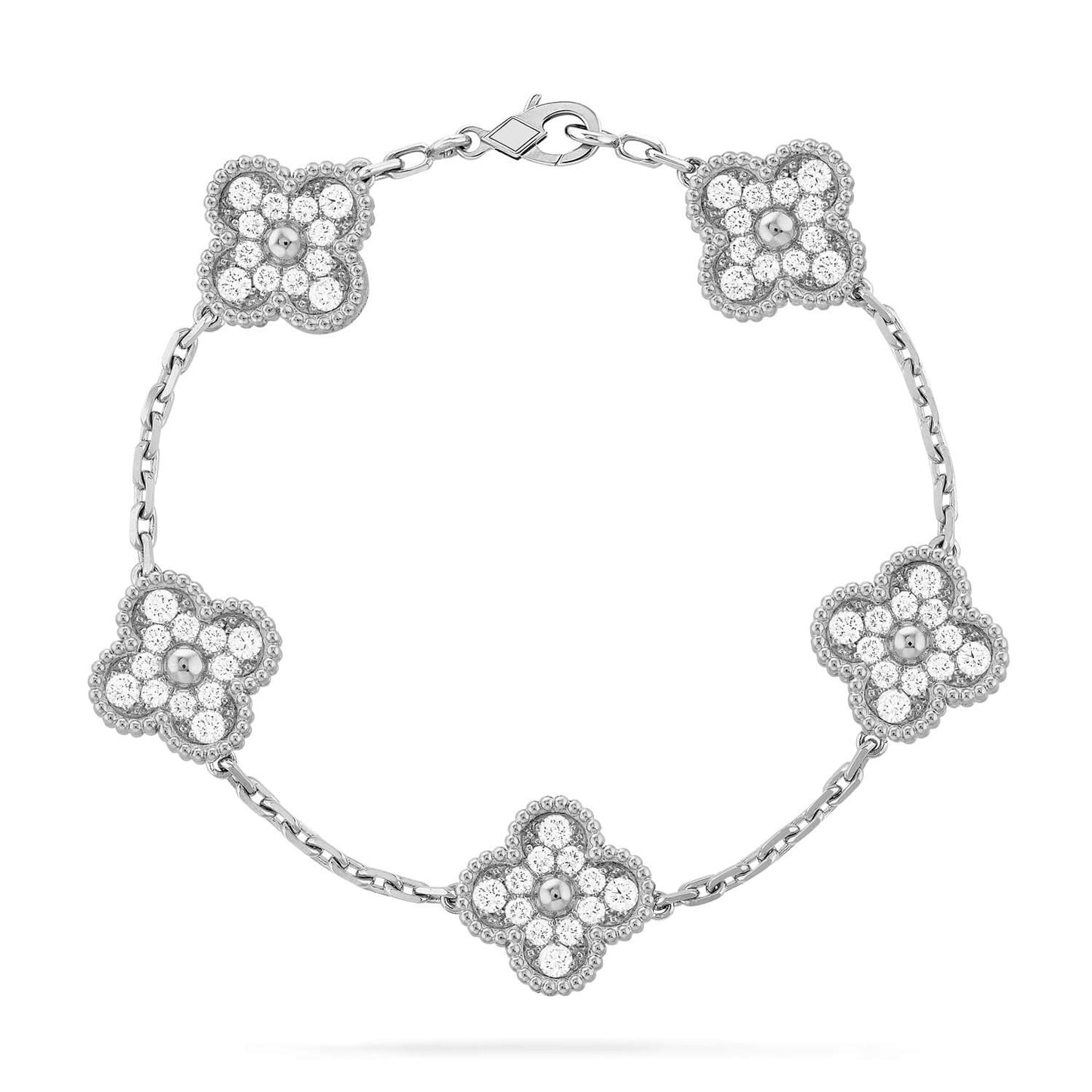 [Lucky Star]CLOVER 5 MOTIFS  DIAMOND BRACELET SILVER