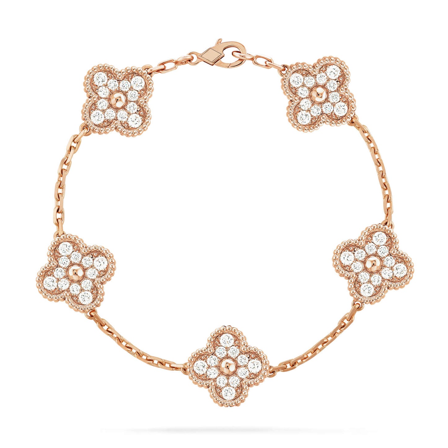 [Lucky Star]CLOVER 5 MOTIFS  FULL DIAMOND BRACELET